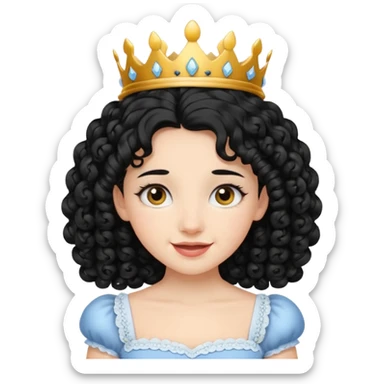 Princesa banca con el pelo rizado y el pelo negro con brackets sticker