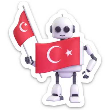Teknofest milli teknoloji hamlesi emojisi with robot and Turkish flag, technology and progress, modern emoji style sticker