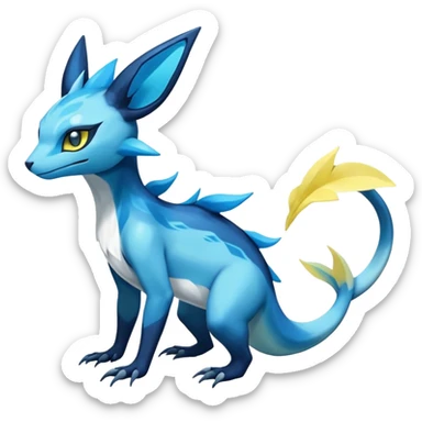 Colorful Dark Shiny Exotic Salandit-Aurorus-Glaceon-Fakémon-hybrid-creature (full body)  sticker