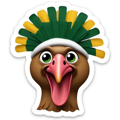 A Turkey that’s a Green Bay packer fan  sticker