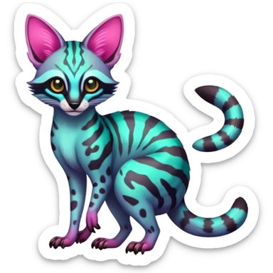  Exotic randomly colored colorful cute neon-colored Fakémon-Fionbri-Vernid-Genet-creature with markings (full body) sticker