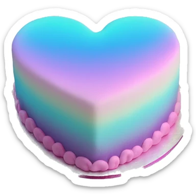 Iridescent gradient hue heart shaped cake with piping sticker