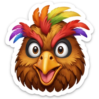 A retarded looking chicken head sticker