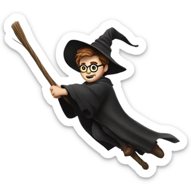 Harry Potter flying on a broomstick sticker