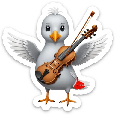 Seagull playing playing violin sticker