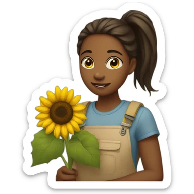 Girl holding sunflower  sticker