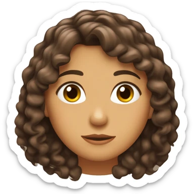 Chica cabello marrón y ondulado,con ojos marrones,cara redonda sticker