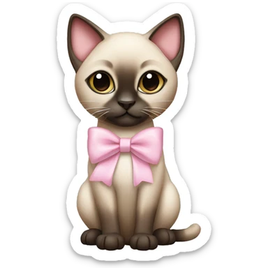 cute siamese cat with a light pink bow standing sticker