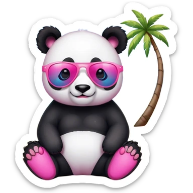 Cinematic meme worthy cute cool sexy pink and blue mix panda in sunglasses and on beach sticker