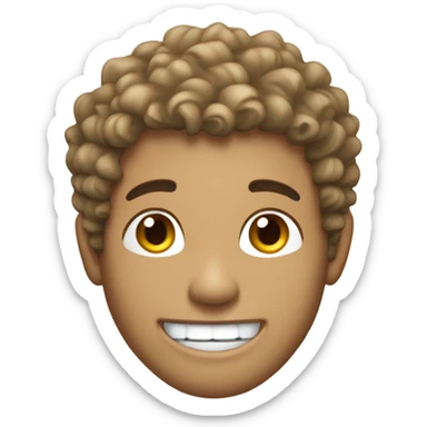 Light skin male with curly hair and ear studs. Make him smile and wink. Gift him grillz sticker