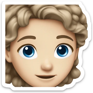 White girl short brown hair blue eyes smiling sticker