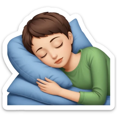 Brunette girl pixiecut Brown Hair sleeping sticker