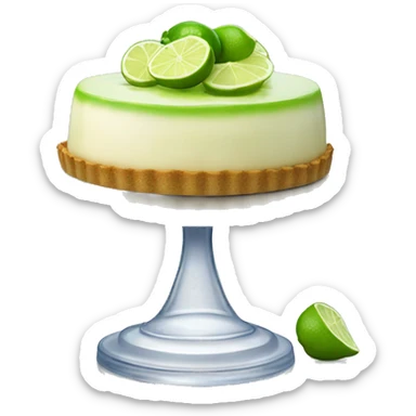 Realistic key lime pie inside of a glass covered cake stand with glass lid. sticker