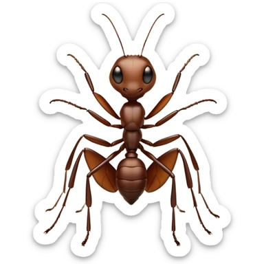 Cinematic Industrious Ant Portrait Emoji, Poised and diligent, with a tiny, meticulously detailed body in earthy tones, sharp, observant eyes and agile limbs, Simplified yet precise and sophisticated features, highly detailed, glowing with a soft, natural luminescence, high shine, intelligent and determined, stylized with an air of hardworking resilience, focused and alert, soft glowing outline, capturing the essence of a watchful ant that appears ready to march out of the screen with effortless precision! sticker