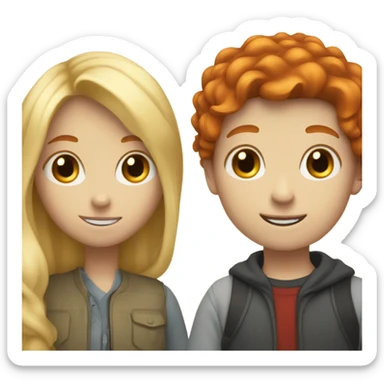 blonde girl and red head boy together  sticker