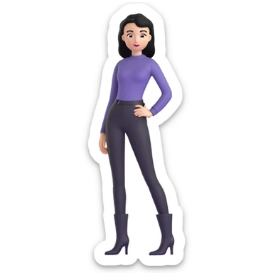 girl with oval-shaped flat-top head wearing tight black pants and black medieval high-heeled boots sticker