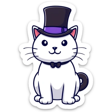 A cat elegant wearing top hat  sticker
