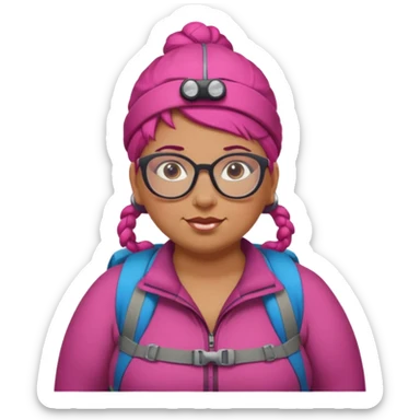 climber fat woman with dark pink bun hair and glassess sticker