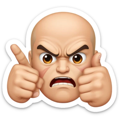 Angry face with two hands, but the hands are pointing with their first finger and they smack their two first fingers together  sticker