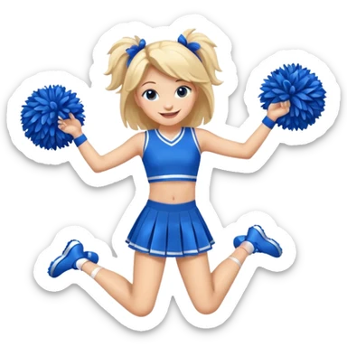 give me a full-length cheerleader with blue pom poms  sticker