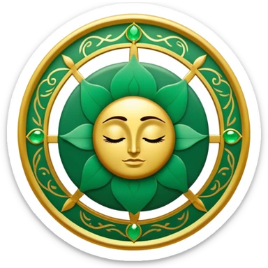 Un libro verde esmeralda con detalles dorados y una textura suave, con un círculo zen, un rayo de luz o un loto en la portada, irradiando presencia, calma y despertar espiritual. ☀️🌀🌿 sticker