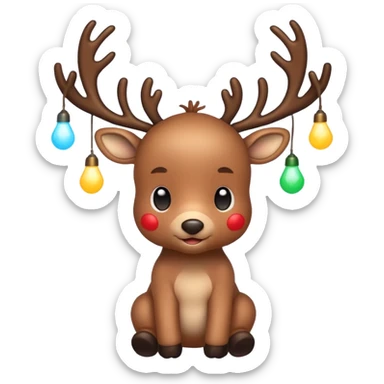 reindeer baby  cute, full body lights whire aropund his head sticker