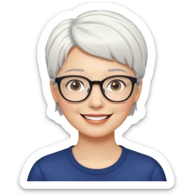 visage femme a lunettes cheveux courts blancs sticker