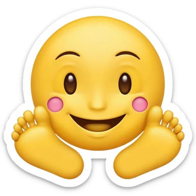 Create a yellow smiling emoji but replace the eyes with feet sticker