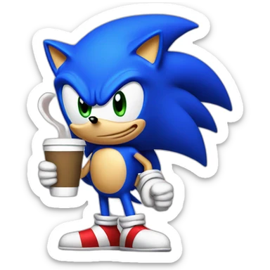 Sonic with coffee sticker