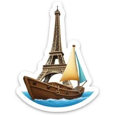 Eifeltower on a boat at sea sticker