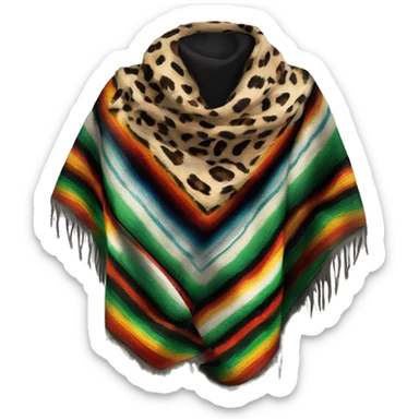 Realistic isolated serape with leopard print pattern winter scarf.  sticker