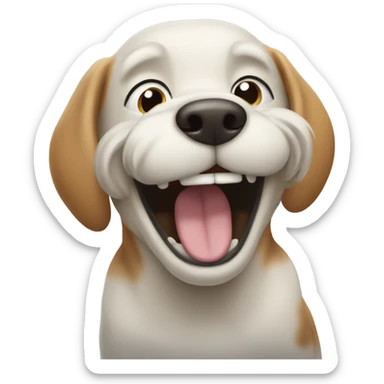 Dog laughing his tail off sticker