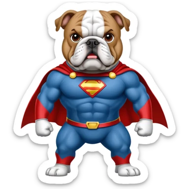 bulldog ingles traje super héroe sticker