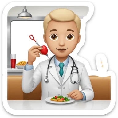 ligth doctor eating in restaurant full body sticker