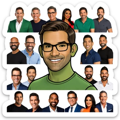 Tefi, Lewis Howes, Daniel G, Jay Shetty,Grant Cardone, Tai Lopez, Josh King Madrid, Alex Hormozi, Iman Gadzhi, Daniel G, Branden Condy, Patrick Bet-David, Dan Henry, Luke Belmar, Shelby Sapp, Leila Hormozi, Tefi Valenzuela novio, business partner, influencers, millionaire  sticker