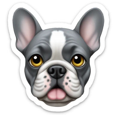 Grey french bulldog with one eyeball sticker