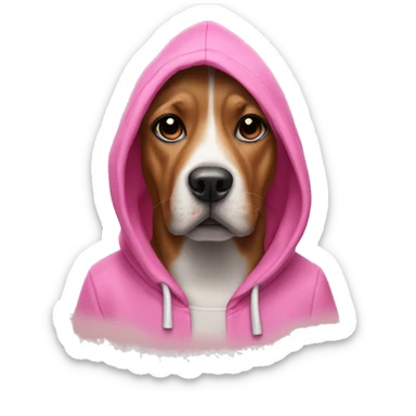 Dog with pink hoodie  sticker