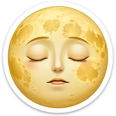 full yellow moon with sleepy drowsy face with closed eyes sticker