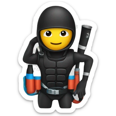 Ninja wearing a scuba tank and flippers sticker