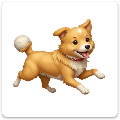 happy dog running after ball sticker