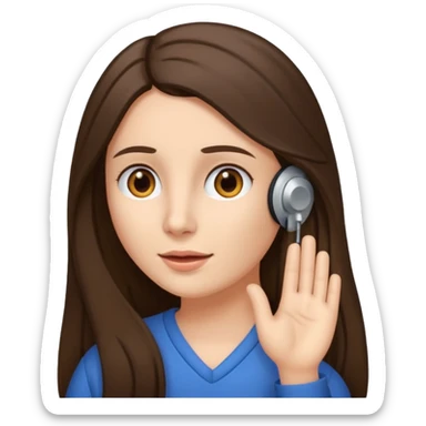 brunette woman long hair with hearing impairment sticker