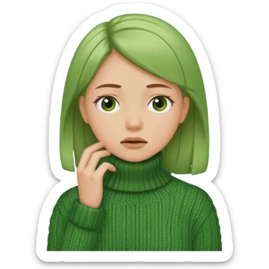 girl has sore throat in green sweater sticker
