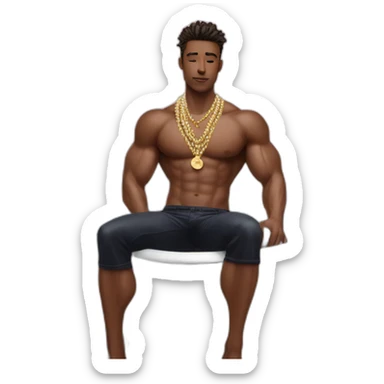 Posh-muscle-boy-pearl-necklace-in-golden-bathtub sticker