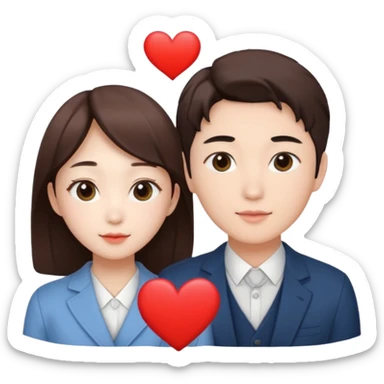 Add the letter "재경“ and "윤”. I want gorgeous and lovely mood. We are couple so I want heart symbol. sticker