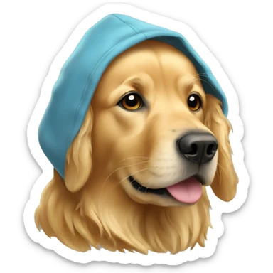 Golden retriever wearing hoodie sticker