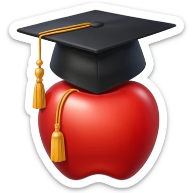 black grad cap apple emoji sticker
