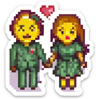 the concept of love, pixel art emoji sticker