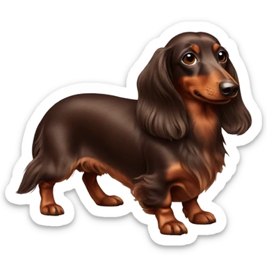 Chocolate long haired dachshund  sticker