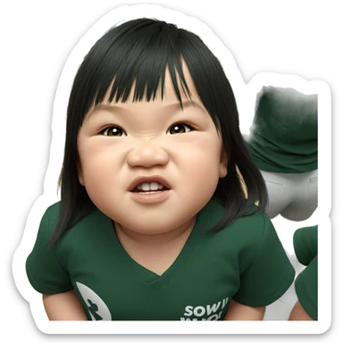 girls posing in green shirts sticker