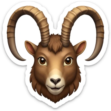 alpine ibex face with straight horns sticker